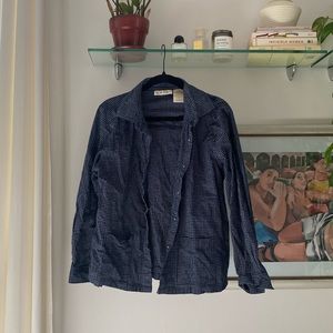 Navy and white checkered button down